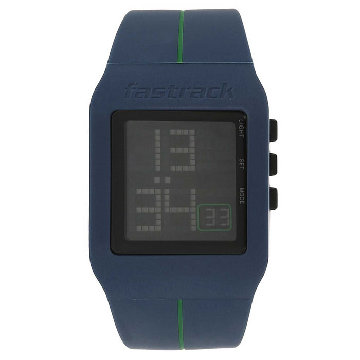 38010PP02 - Fastrack Men's DIGITAL, 30m Water Resistant, Black Dial, Silicone Strap, Blue