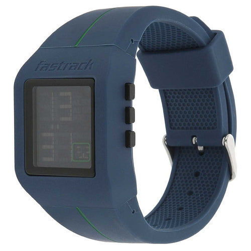 38010PP02 - Fastrack Men's DIGITAL, 30m Water Resistant, Black Dial, Silicone Strap, Blue