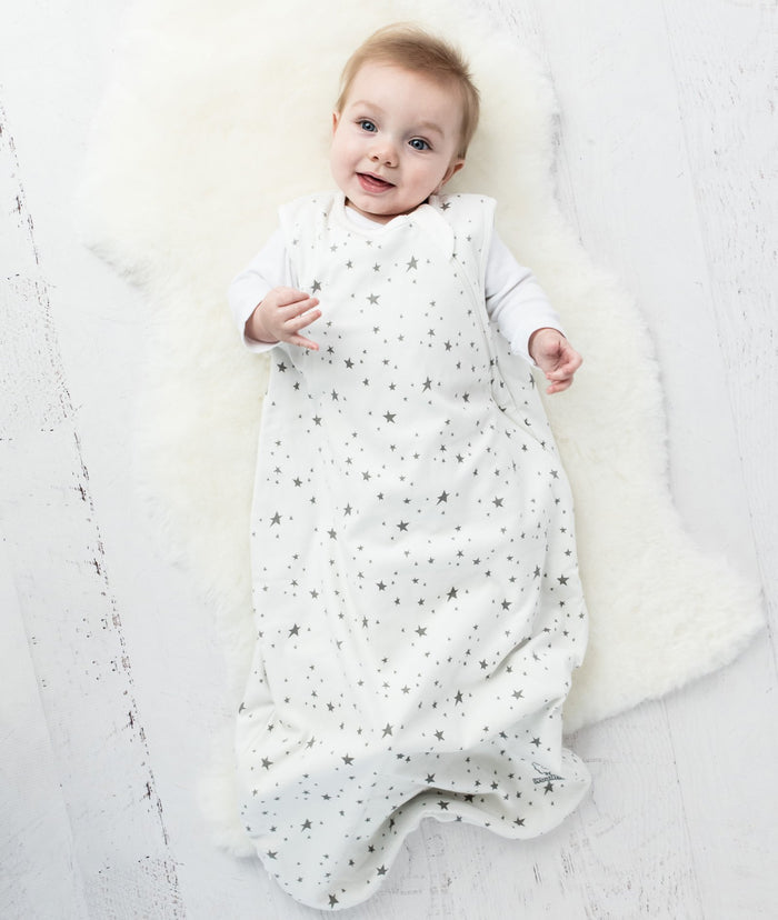 4 Season Classic Baby Sleeping Bag, Merino Wool & Organic Cotton, Star White
