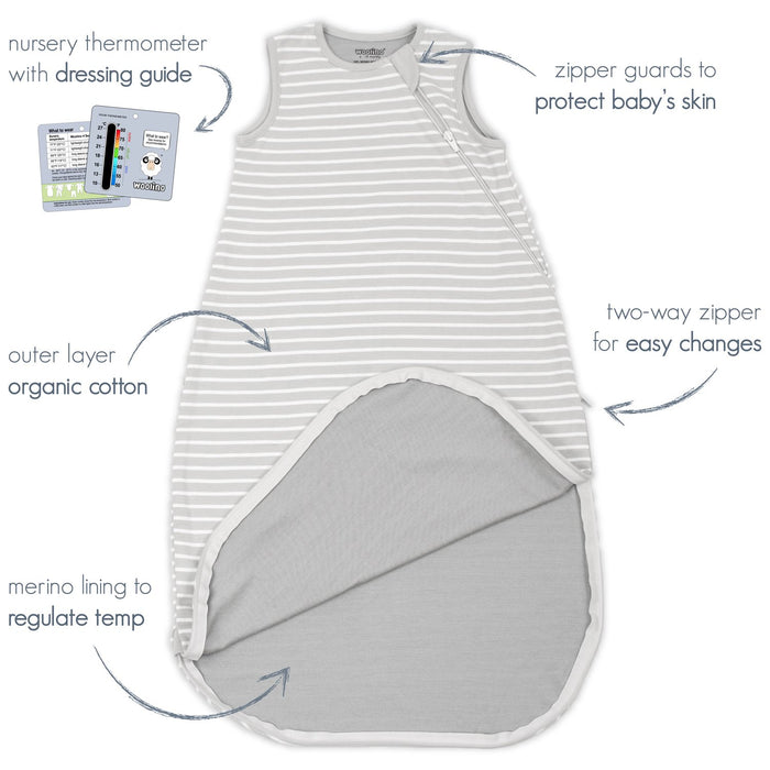 4 Season Classic Baby Sleeping Bag, Merino Wool & Organic Cotton, Star White