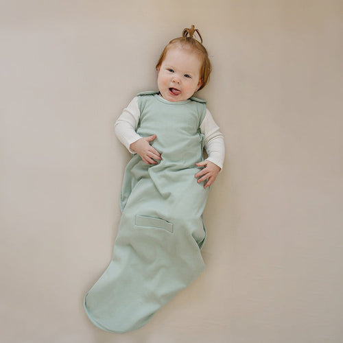 4 Season Ultimate Baby Sleep Bag, Merino Wool & Organic Cotton, 2 Months - 2 Years, Aloe
