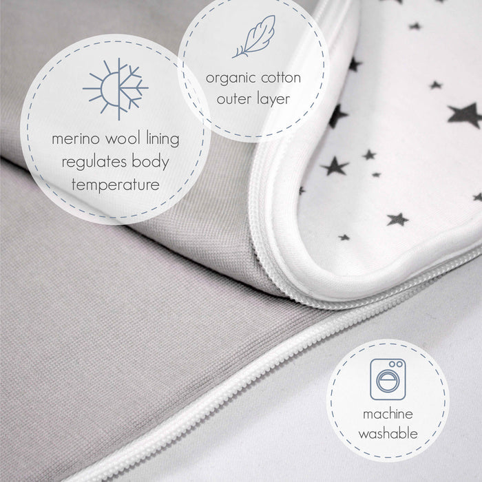 4 Season Ultimate Baby Sleep Bag, Merino Wool & Organic Cotton, 2 Months - 2 Years, Aloe