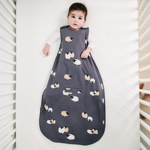 4 Season Ultimate Baby Sleep Bag, Merino Wool & Organic Cotton, 2 Months - 2 Years, Sheep Slate