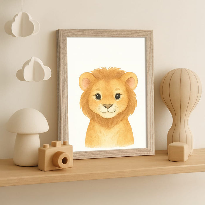 Animal Friends Lion Childrens Wall Art Print from our Australian Made Framed Wall Art, Prints & Posters collection by Profile Australia