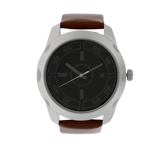 Black Dial Brown Leather Strap Watch