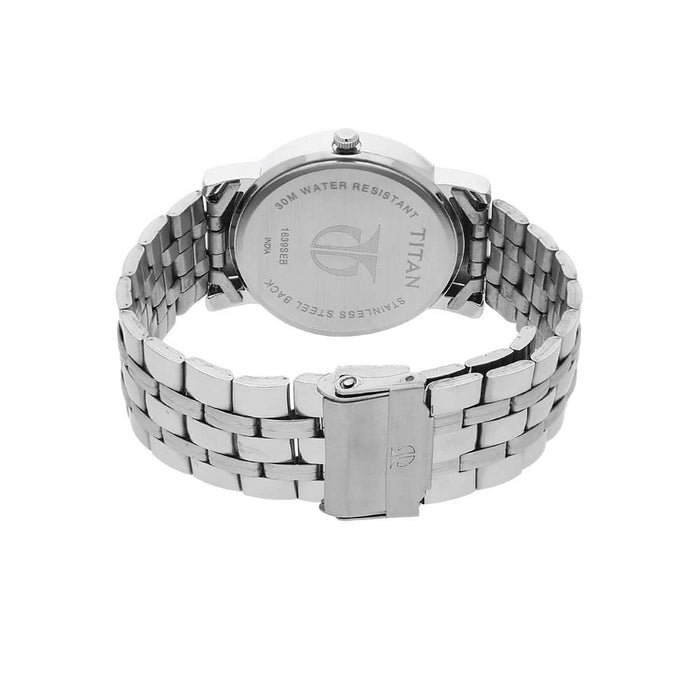 Black Dial Stainless Steel Strap Watch 1639SM02, Silver, bracelet