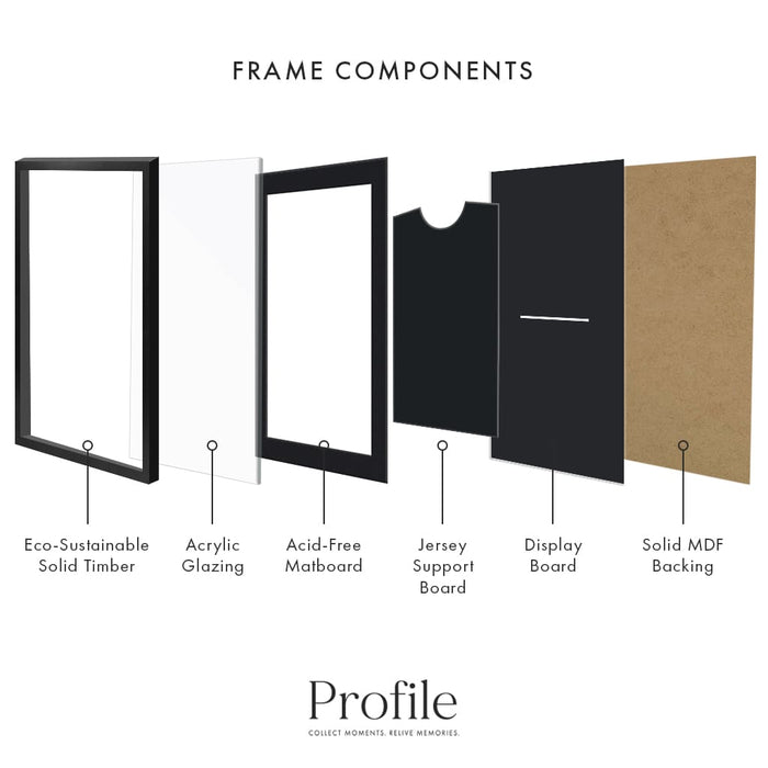 Black DIY Jersey Frame with Black Mat and Black Backing from our Australian Made Picture Frames collection by Profile Australia