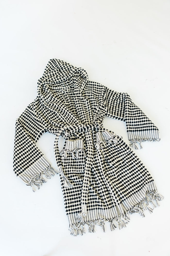 Black & White Pom Pom Bathrobe Bundle