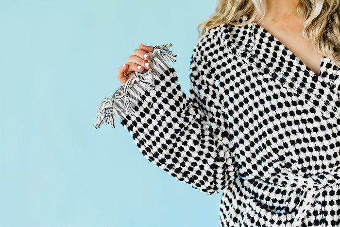 Black & White Pom Pom Bathrobe