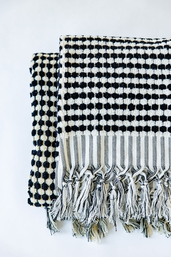 Black & White Pom Pom Cloud Towel