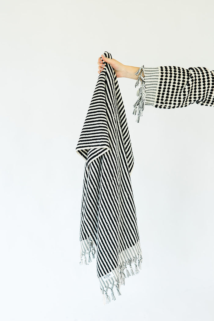 Black & White Striped Cloud Towel