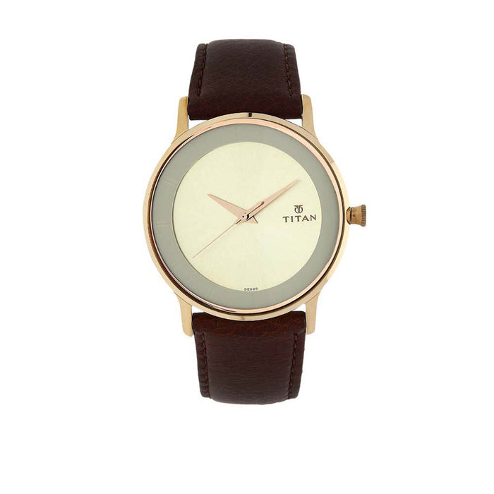 Champagne Dial Leather Strap Watch 1672WL01