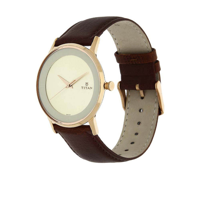 Champagne Dial Leather Strap Watch 1672WL01