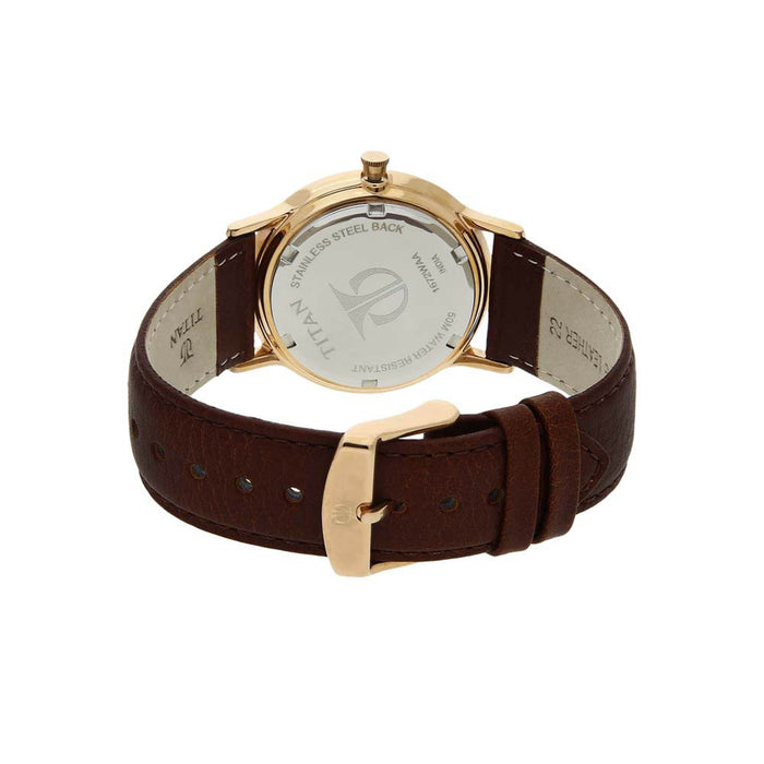 Champagne Dial Leather Strap Watch 1672WL01