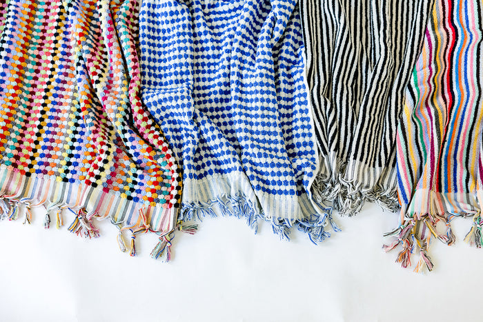 Cobalt Blue Pom Pom Cloud Towel