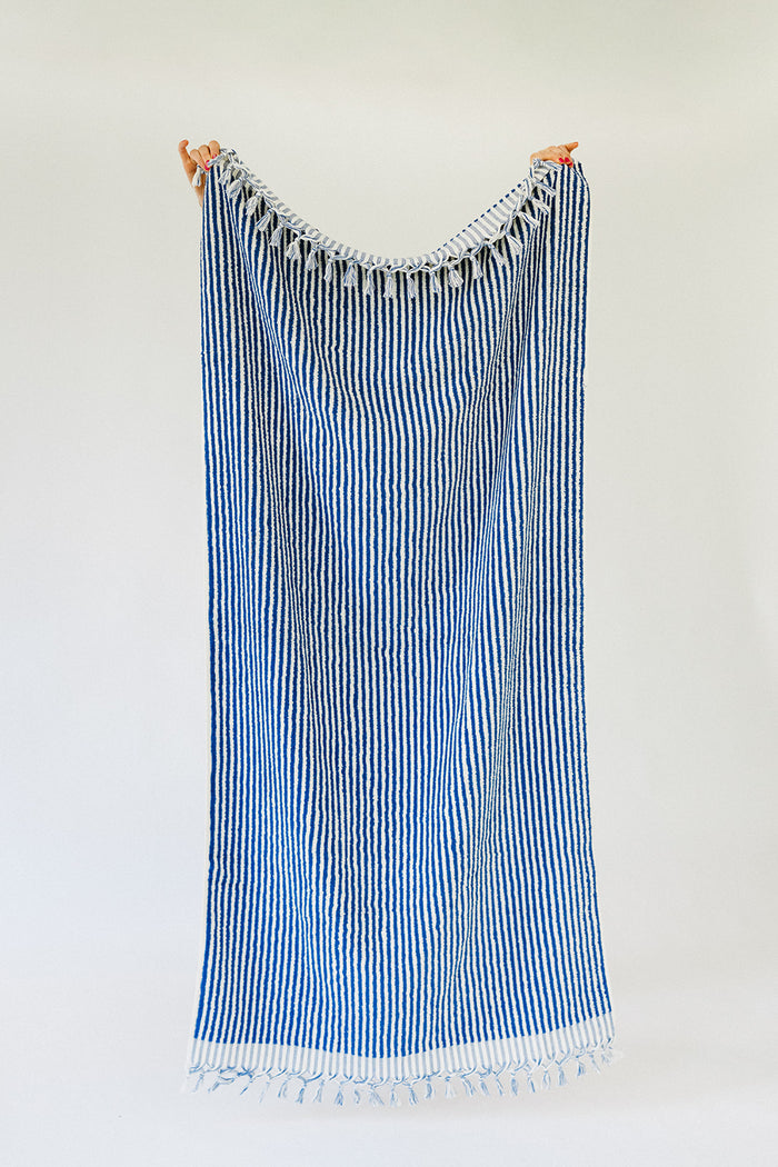 Cobalt Blue Striped Cloud Towel