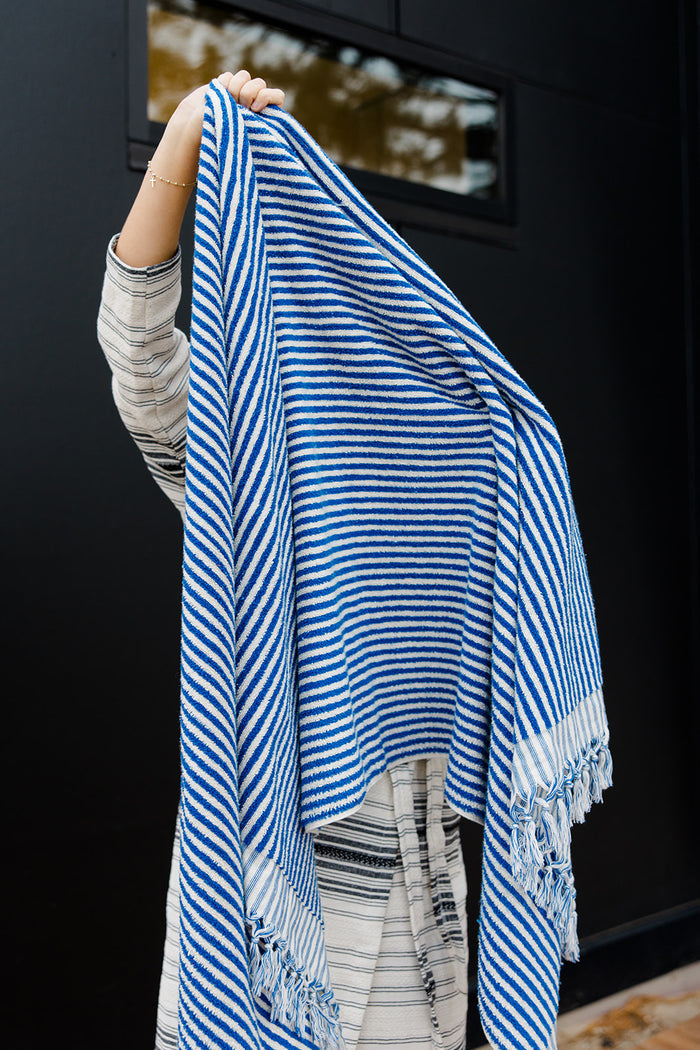 Cobalt Blue Striped Cloud Towel