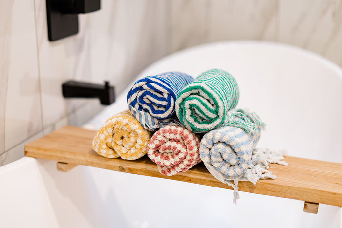 Cobalt Blue Striped Hand Towel
