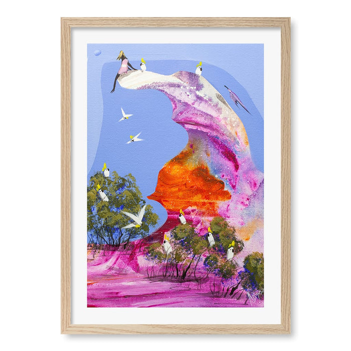 Colourful Cockatoo Roost Wall Art Print by Adam Bogusz A4 (21 x 29.7cm) / Natural Oak Frame / White Border from our Australian Made Framed Wall Art, Prints & Posters collection by Profile Australia