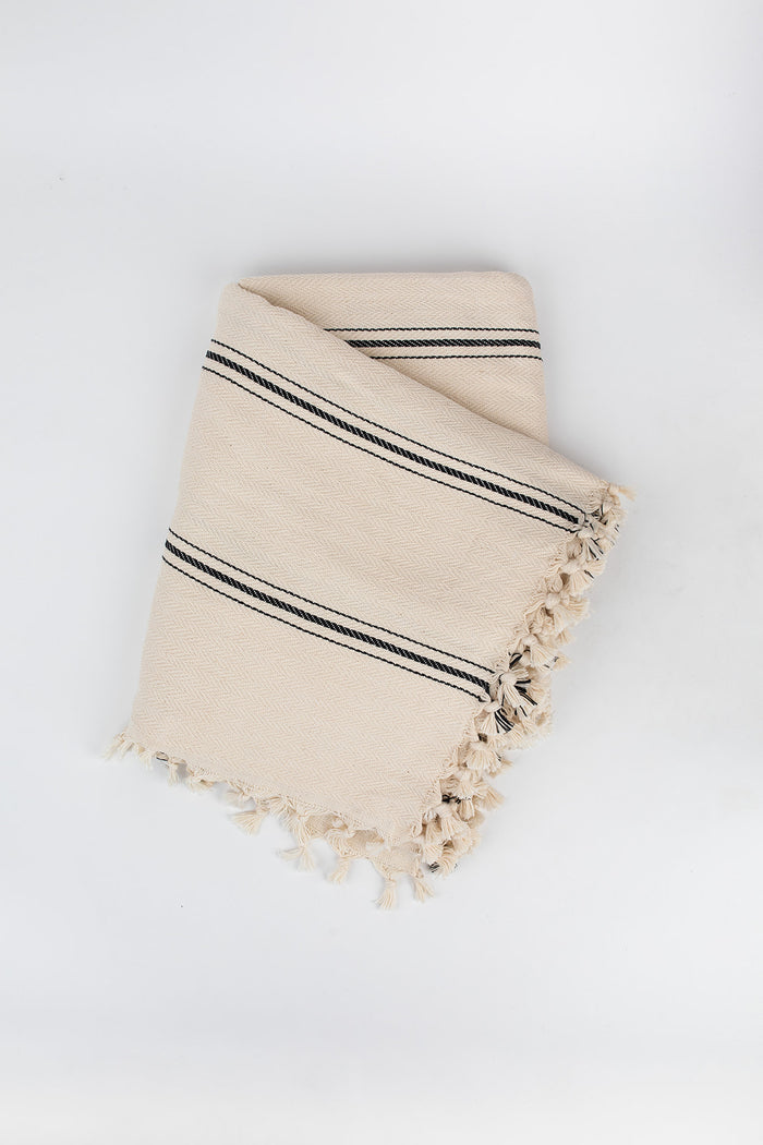 Ribbon Stripe Blanket in Pearl
