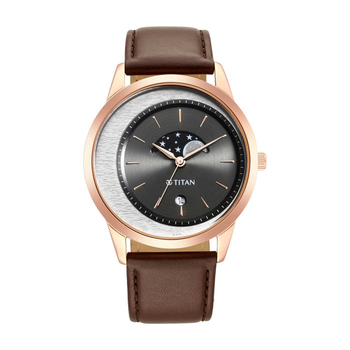 Crescent Anthracite Dial Leather strap watch