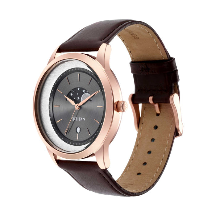 Crescent Anthracite Dial Leather strap watch