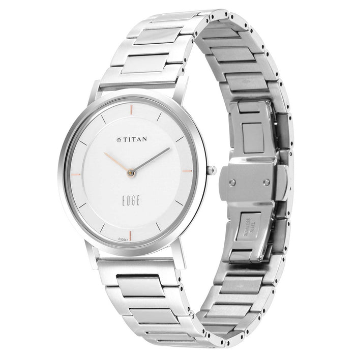 Edge Silver White Dial Metal Strap Watch 1595SM01
