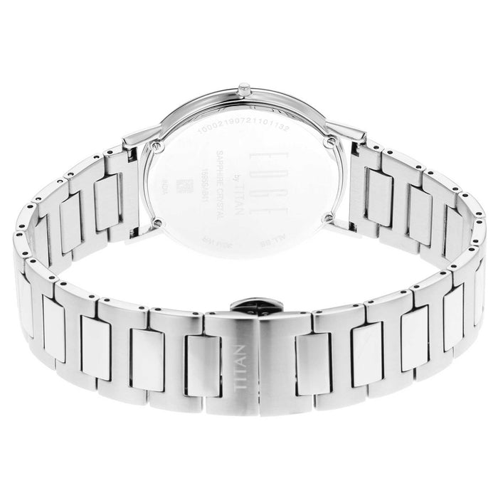 Edge Silver White Dial Metal Strap Watch 1595SM01