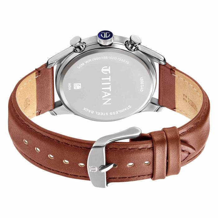 Elmnt Blue Dial Leather Strap Watch