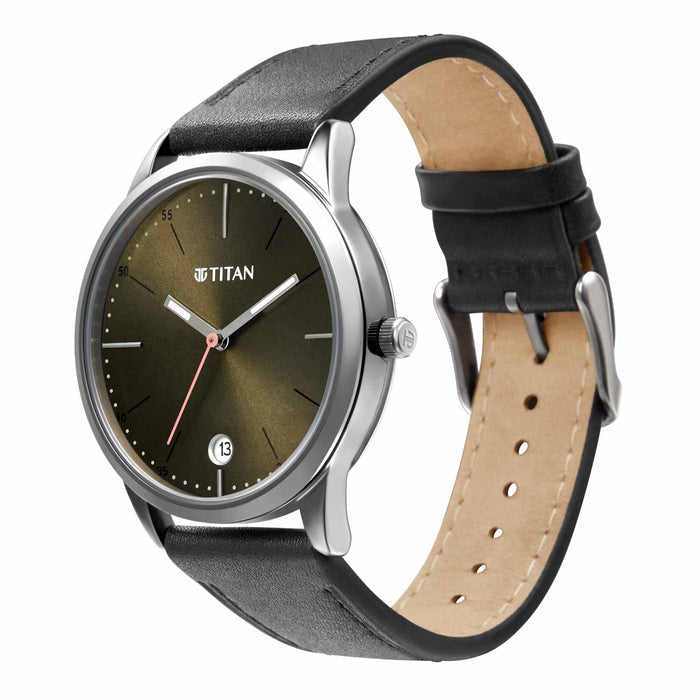Elmnt Brown Dial Leather Strap Watch