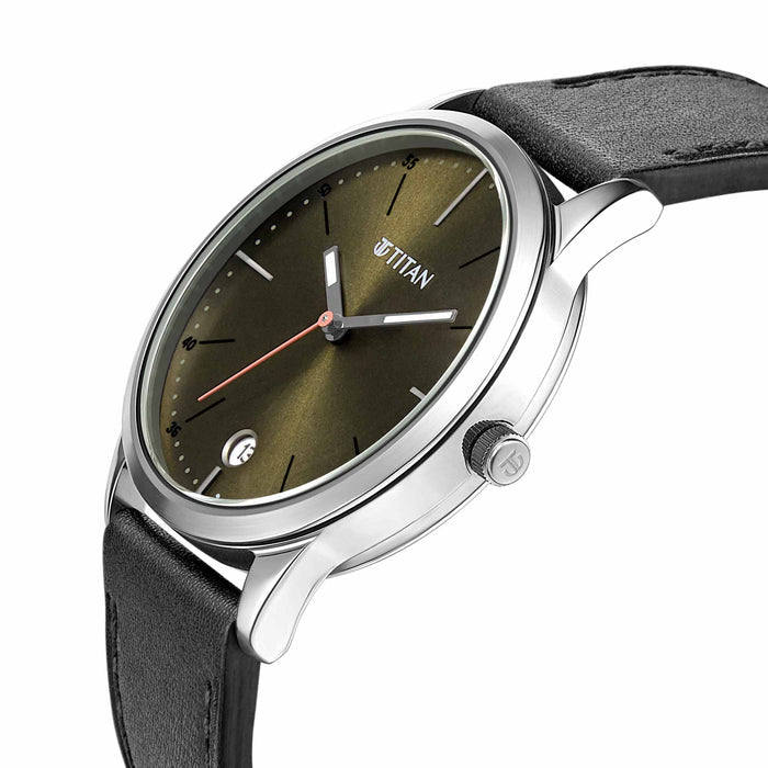 Elmnt Brown Dial Leather Strap Watch