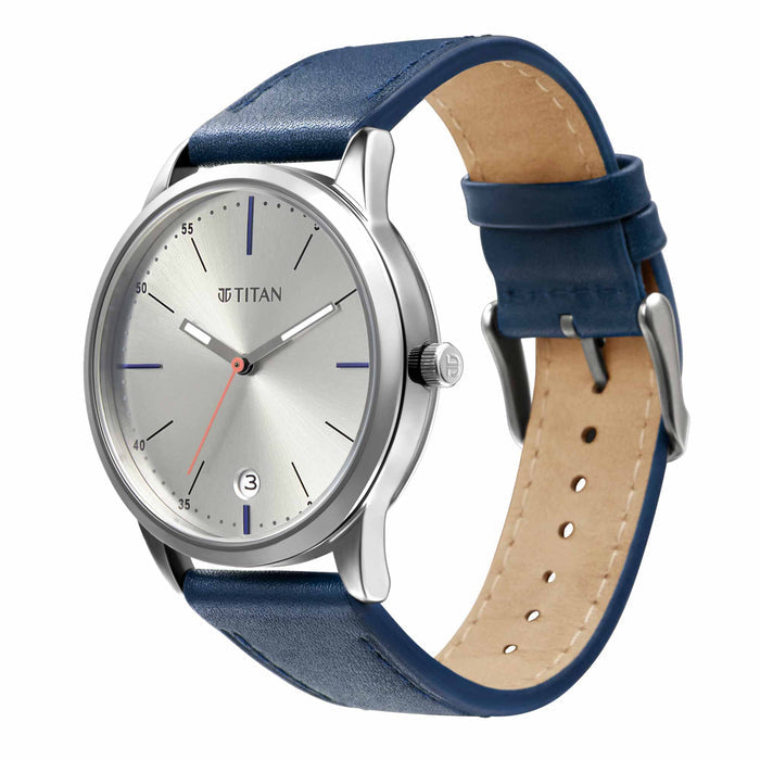 Elmnt Cool Grey Dial Leather Strap Watch