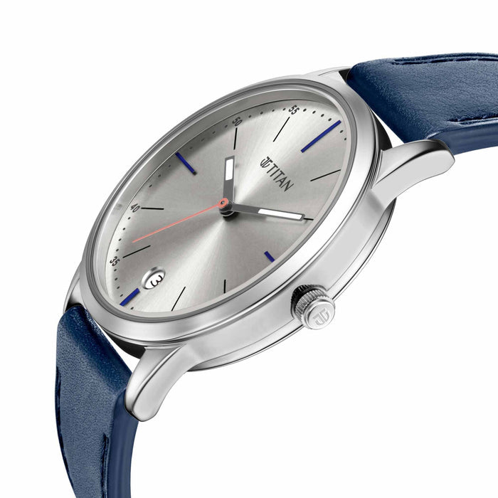 Elmnt Cool Grey Dial Leather Strap Watch
