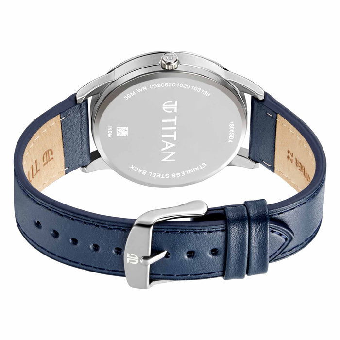 Elmnt Cool Grey Dial Leather Strap Watch