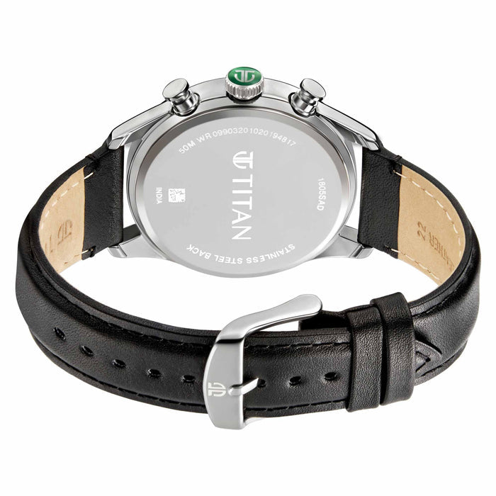 Elmnt Grey Dial Leather Strap Watch