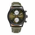 Elmnt Olive Green Dial Leather Strap Watch