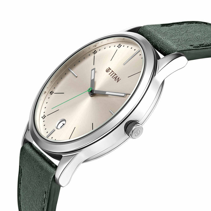Elmnt Warm Grey  Dial Leather Strap Watch