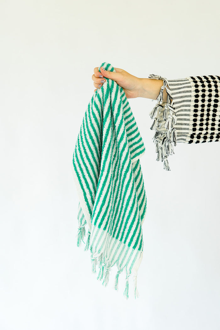 Emerald Striped Hand Towel