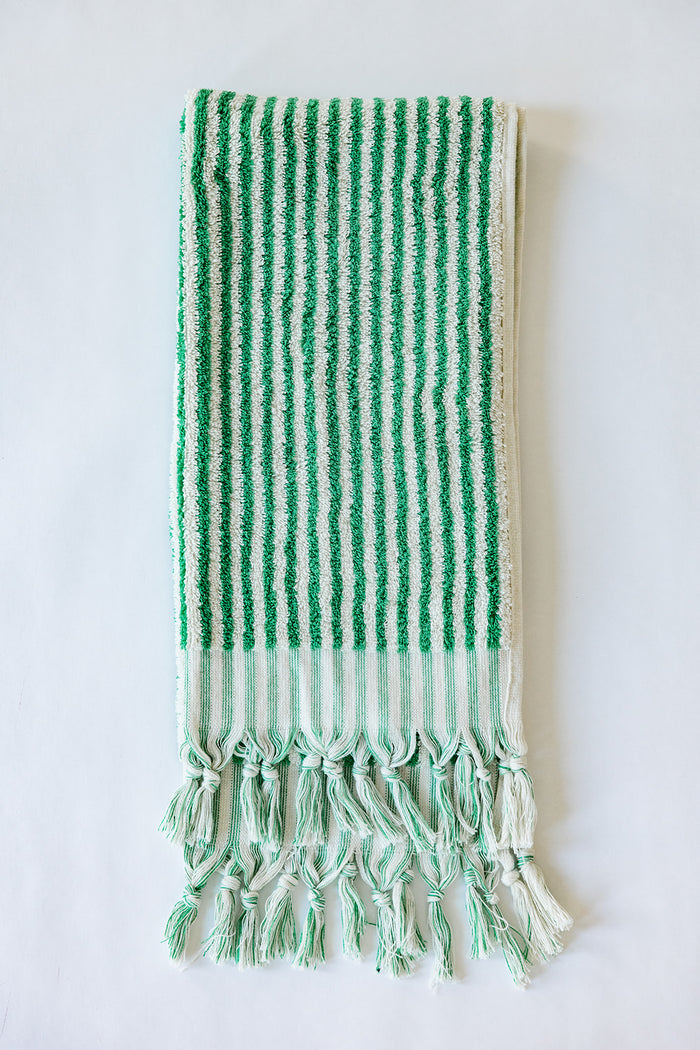 Emerald Striped Hand Towel