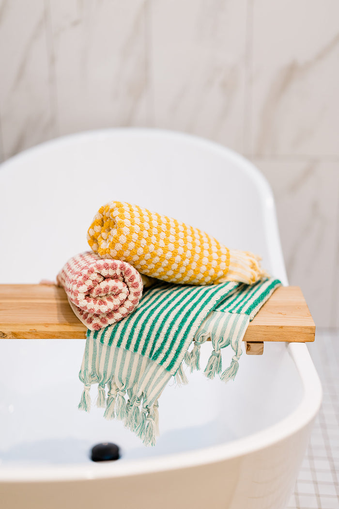 Emerald Striped Hand Towel