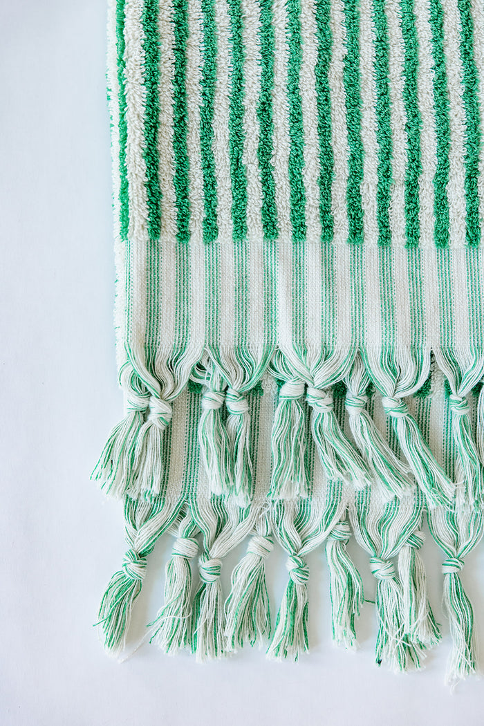 Emerald Striped Hand Towel