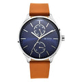 Evoke Blue Dial Tan Leather Strap Watch