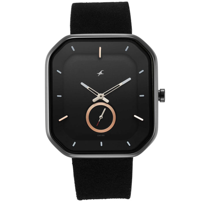 Fastrack After Dark Analog Black Dial Men's Watch-3272NL01, Black, strap