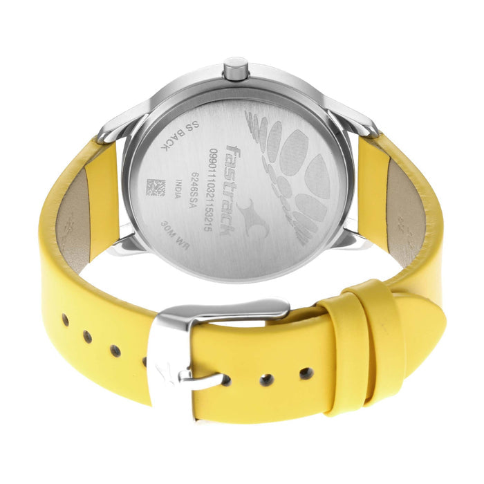 Fastrack Analog Grey Dial Women's Watch-6246SL02/6246SL02 Genuine Leather, Gold Strap