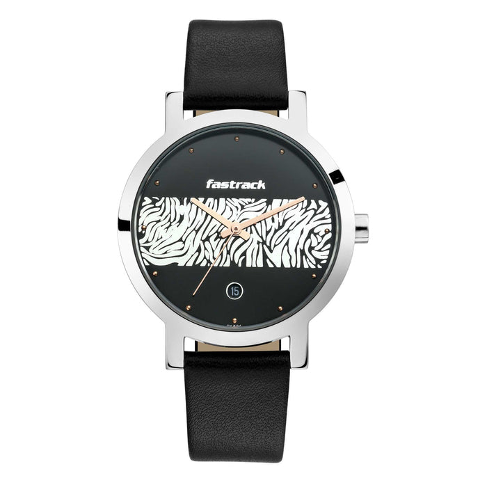 Fastrack  Animal Print Watch with Black with White pattern on Dial