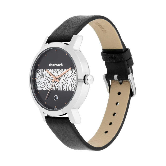 Fastrack  Animal Print Watch with Black with White pattern on Dial