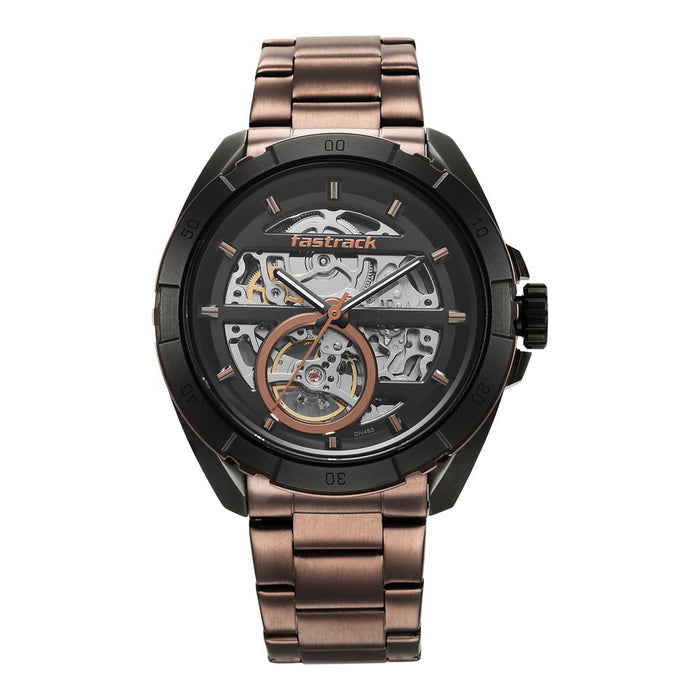 Fastrack Automatics Black Dial Stainless Steel Strap Watch for Guys 3297KM01