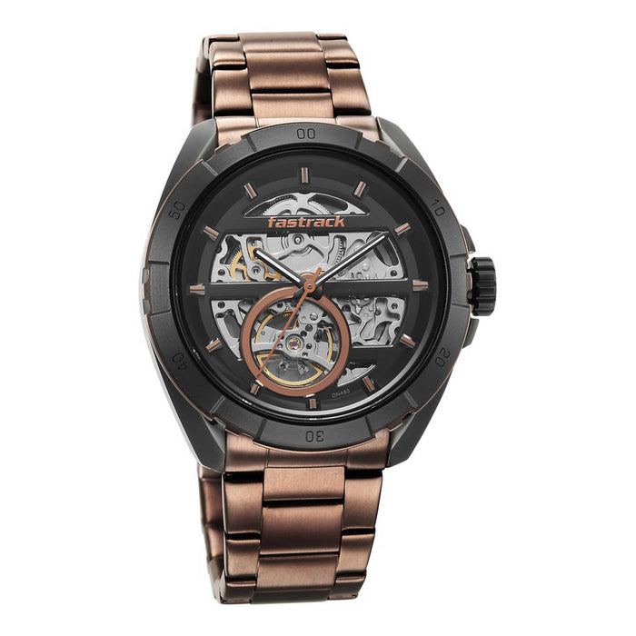 Fastrack Automatics Black Dial Stainless Steel Strap Watch for Guys 3297KM01
