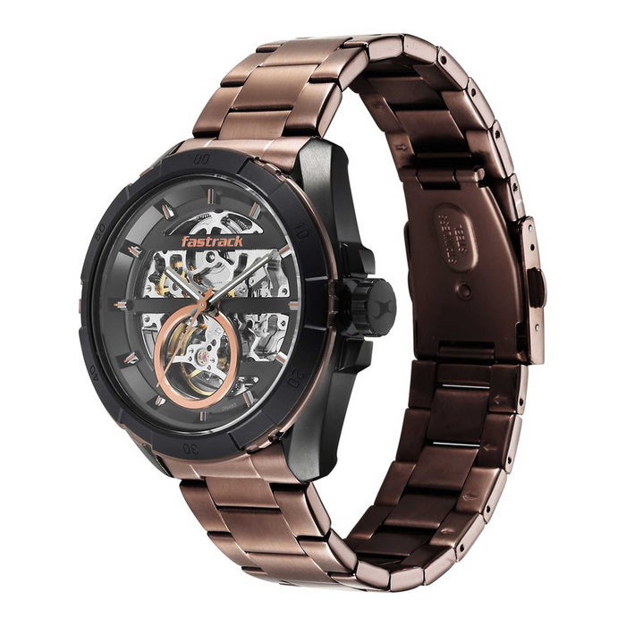 Fastrack Automatics Black Dial Stainless Steel Strap Watch for Guys 3297KM01