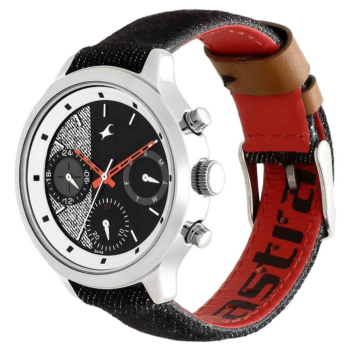 Fastrack Black Dial Black Denim Strap Watch 6179SL01